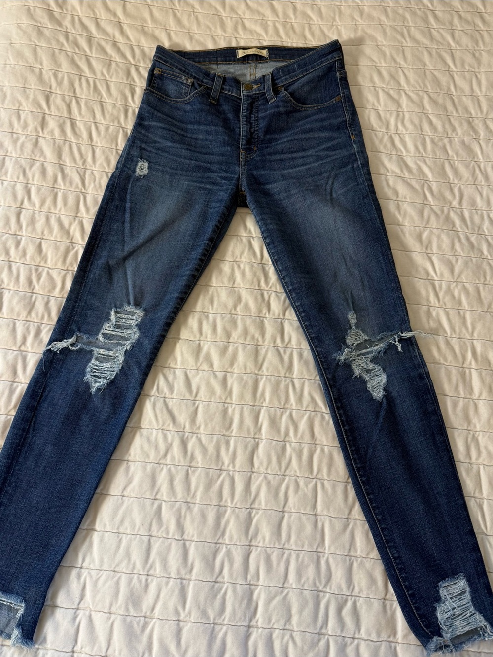 Madewell Women’s 9” High-Rise Skinny Jeans in Dark Blue Denim - Picture 5 of 9